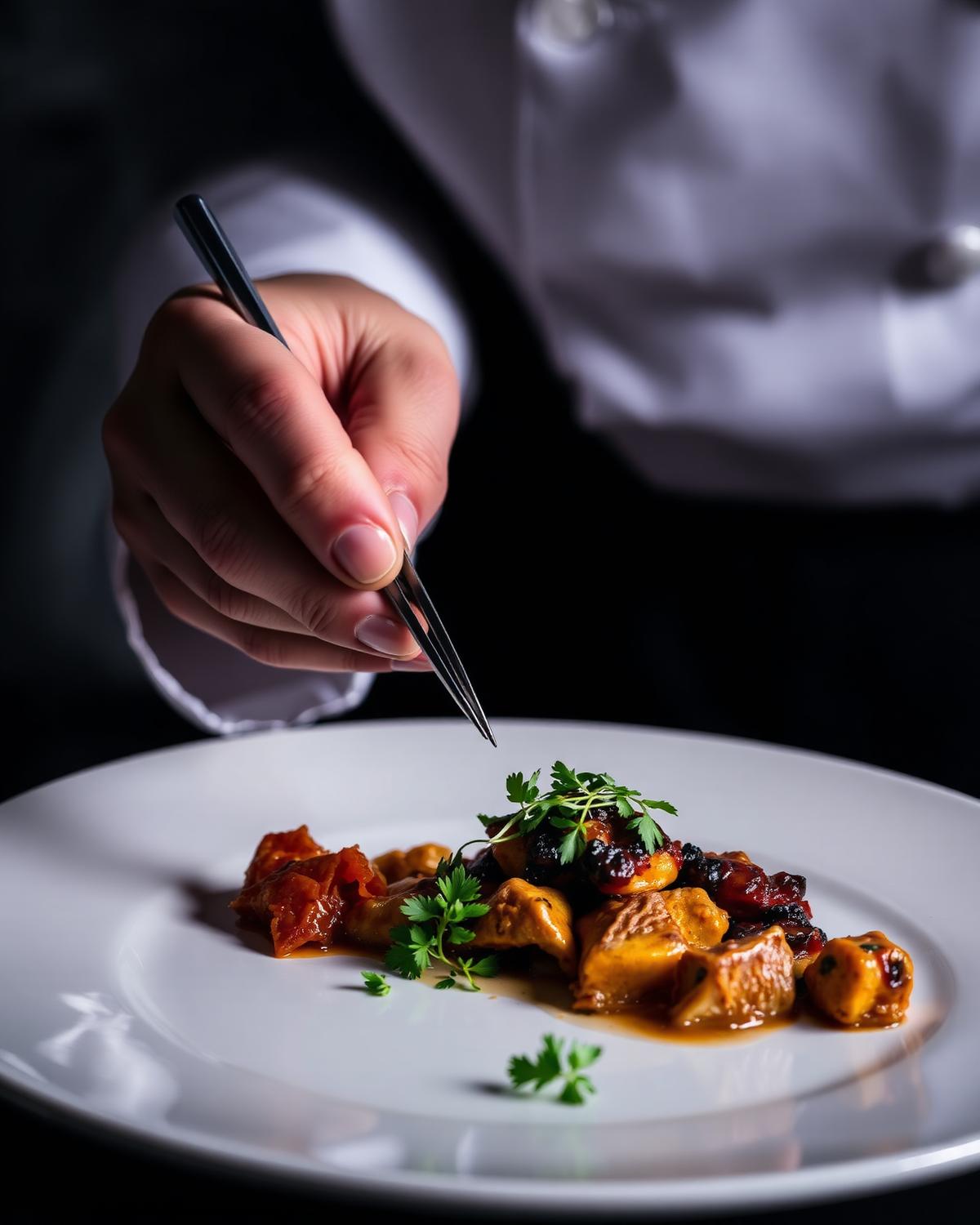 Chef plating a dish